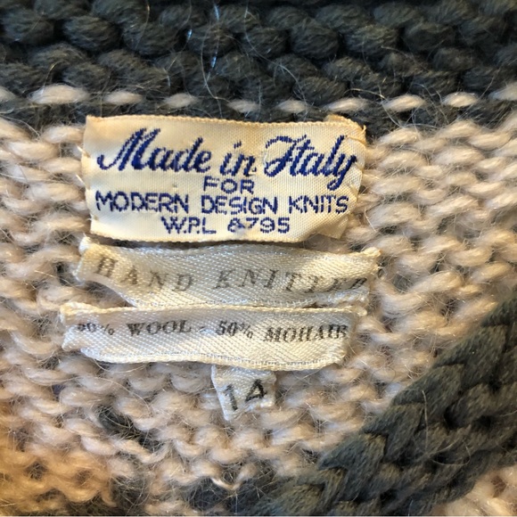 Vintage Hand Knited Cardigan Mohair Sweater Made in Italy Floral Emroidery S/M/L - Picture 6 of 12